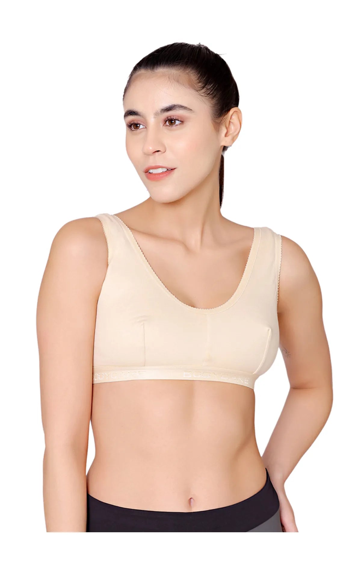 Buy Bodycare Women's Cotton Non Padded Wire Free Sports Bra White at