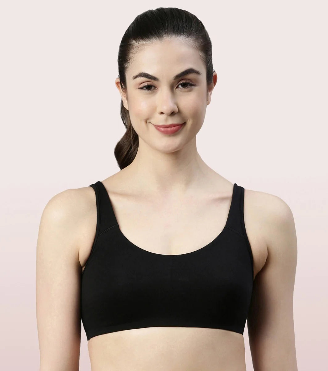 Enamor Low Impact Cotton Sports Bra - Non-Padded -Wire free - High