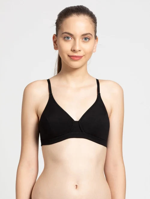 Buy Jockey Non Padded Cotton Beginners Bra - Black Online at Low Prices in  India 