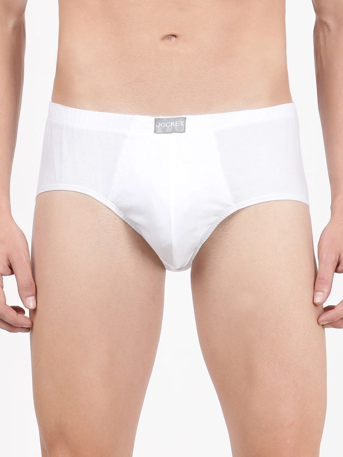 Jockey Men's Super Combed Cotton Solid Poco Brief with Ultrasoft Concealed Waistband - White 8035 (Pack of 3) - ShopIMO