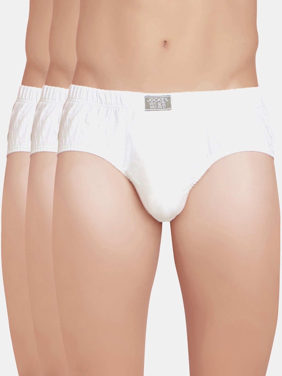 Jockey Men's Super Combed Cotton Solid Poco Brief with Ultrasoft Concealed Waistband - White 8035 (Pack of 3) - ShopIMO