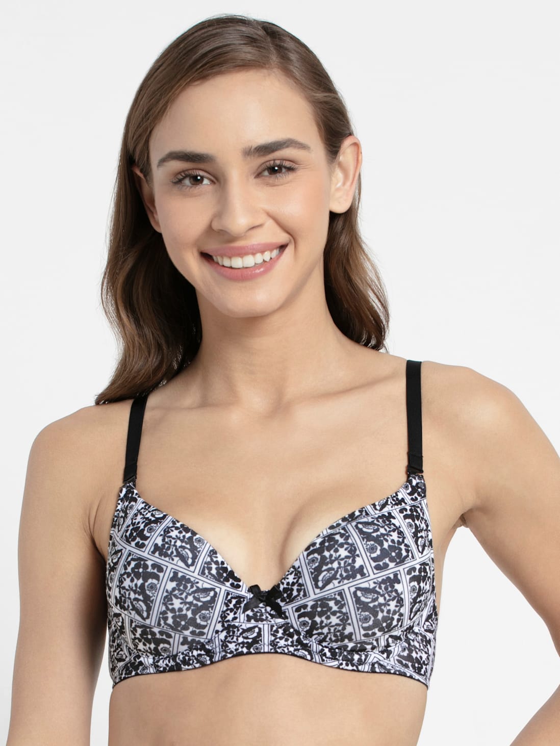 Jockey Women's Under-Wired Padded Super Combed Cotton Elastane Stretch Full Coverage Multiway Styling T-Shirt Bra with Detachable Straps- 1245 - ShopIMO