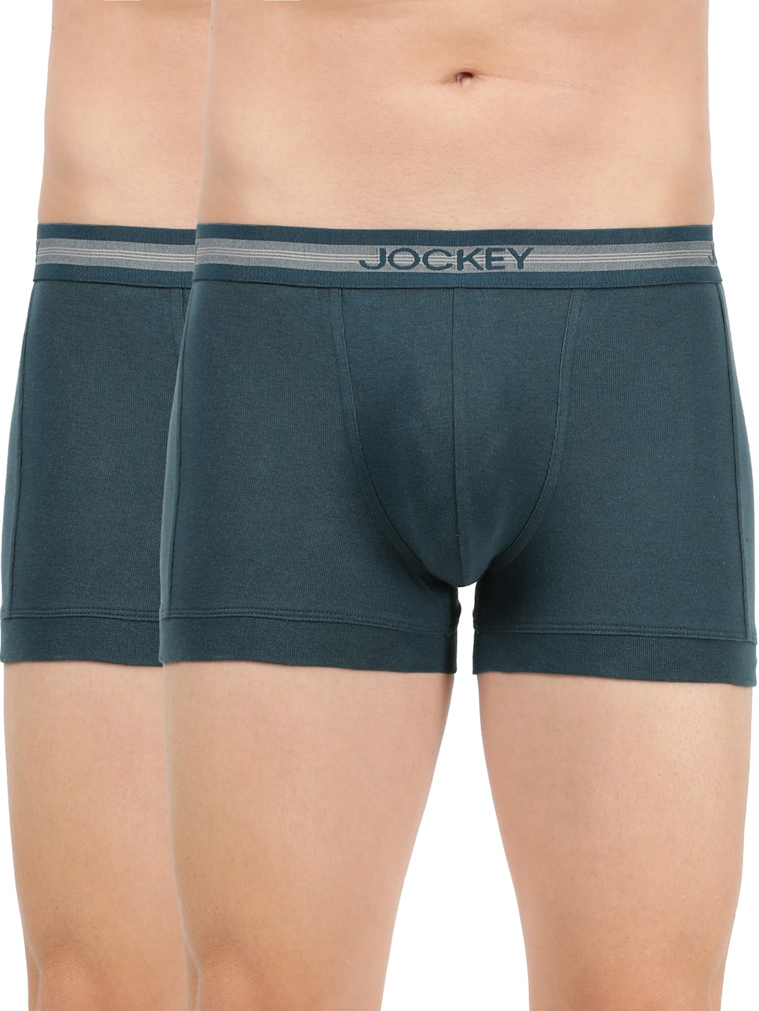 Jockey Assorted Men's Super Combed Cotton Rib Solid Trunk with Stay Fresh Properties - Elance Trunk 1015 Pack of 2 - ShopIMO