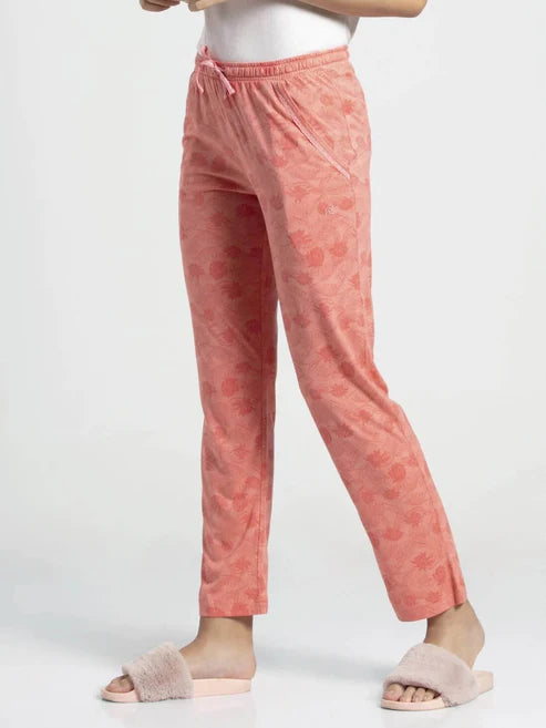 Jockey Women's Sleepwear Micro Modal Cotton Relaxed Fit Printed Lounge/Pyjama with Lace Trim on Pockets RX09 - ShopIMO