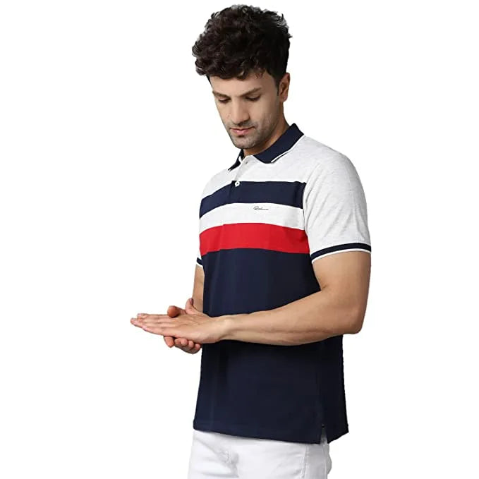Rodamo Striped Casual Wear Slim Fit Half Sleeves Polo T Shirts for Men Fashion - ShopIMO