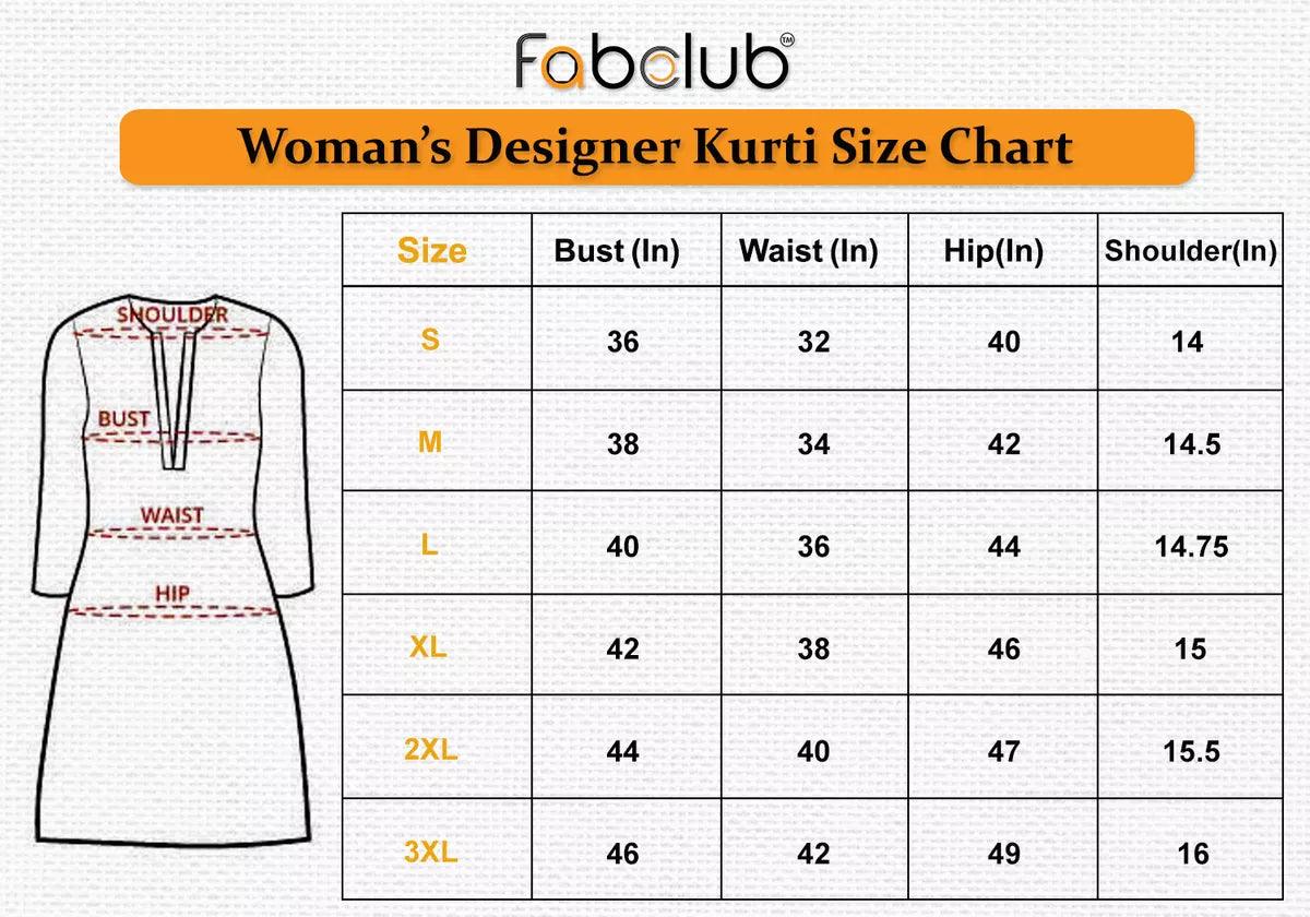 Fabclub Rayon Plain Solid Knee Length Front Slit Kurti for Women (Medium) - ShopIMO