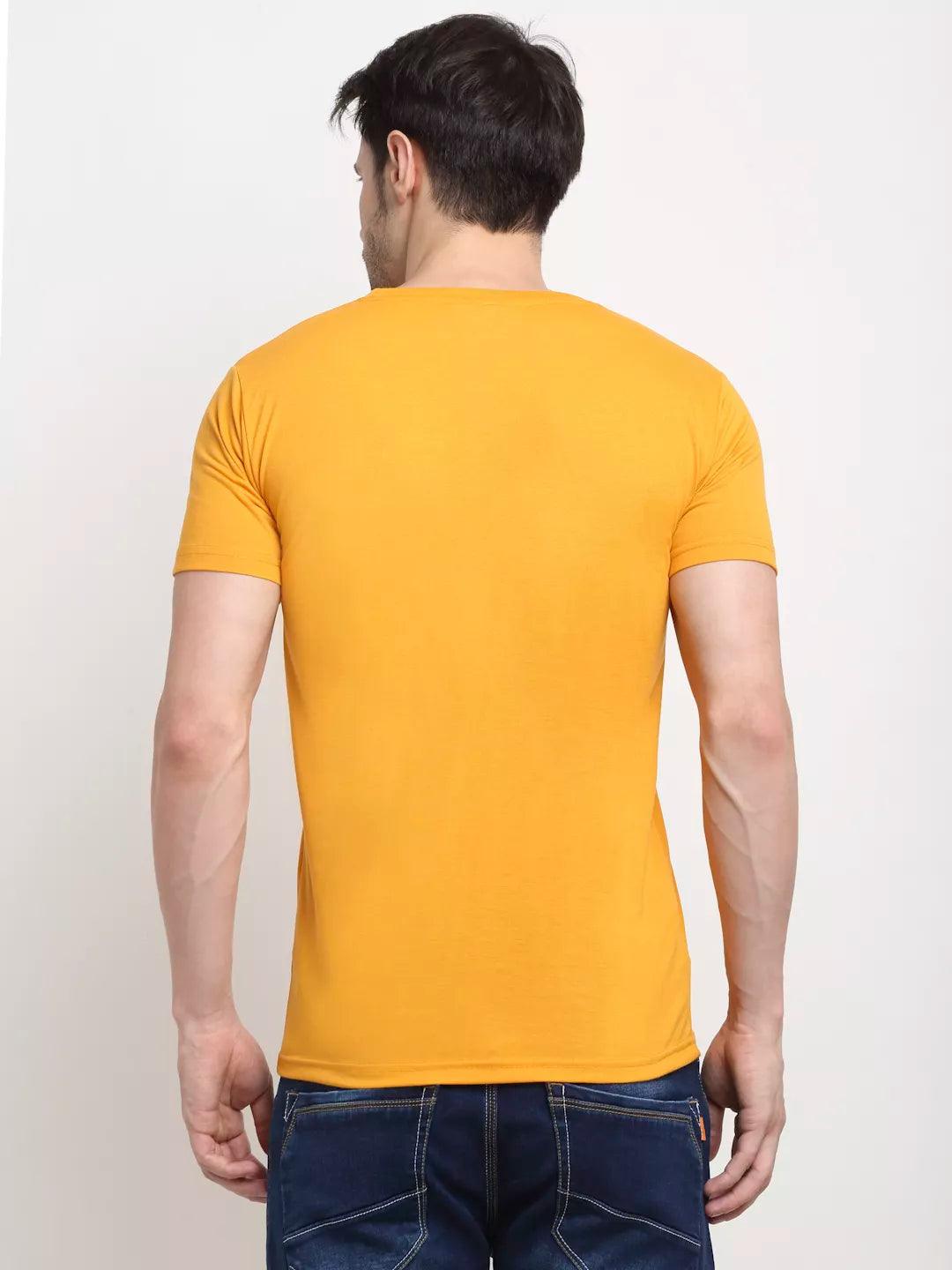 Rodamo Cotton Printed Mustard T-Shirt (Medium) - ShopIMO