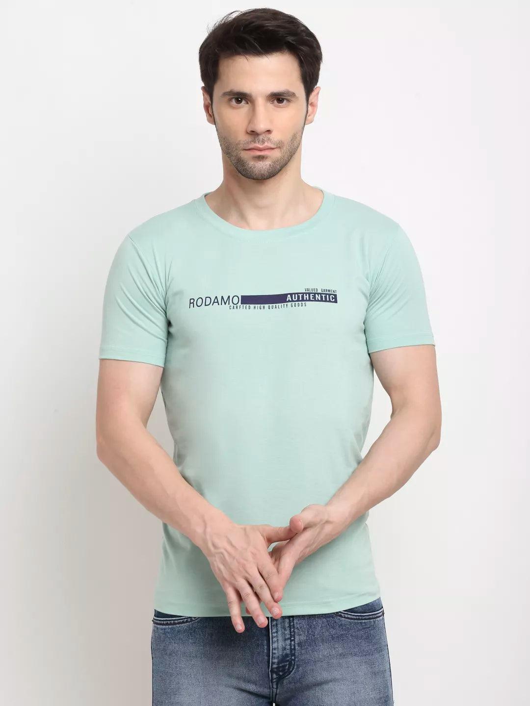 Rodamo Cotton Printed Green T-Shirt (Medium) - ShopIMO