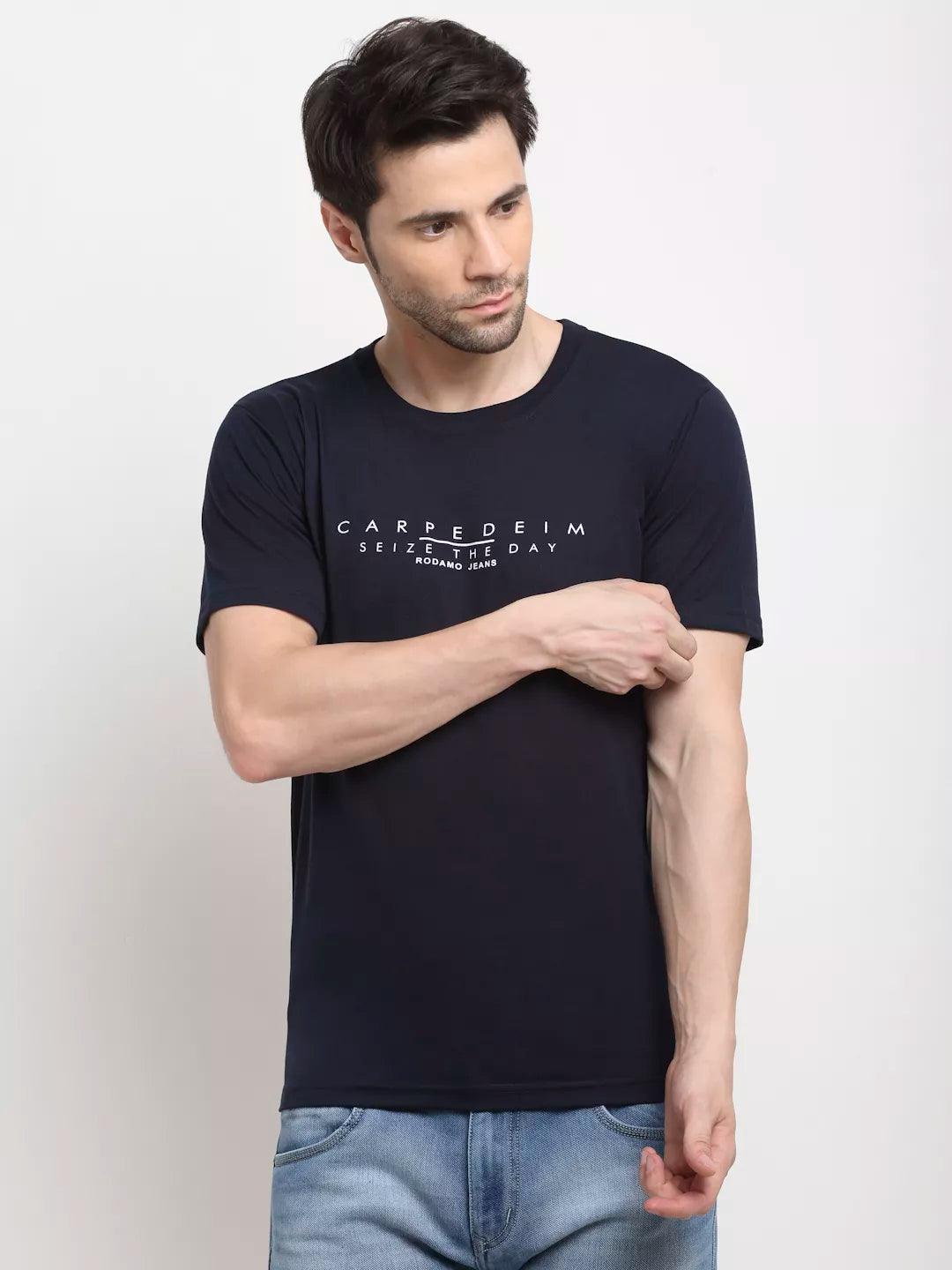Rodamo Cotton Printed Navy_T-Shirt (Medium) - ShopIMO