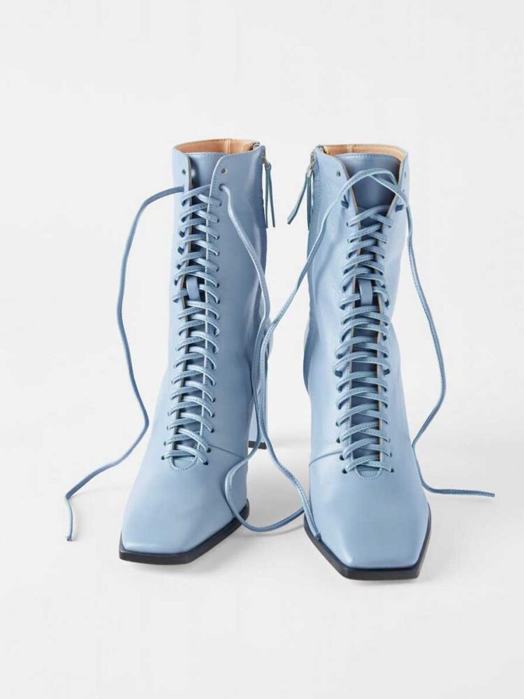 Elegant Blue Leather Boot