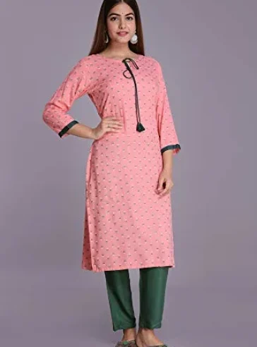 ERISHA Women's Rayon Printed Kurta Pant Set