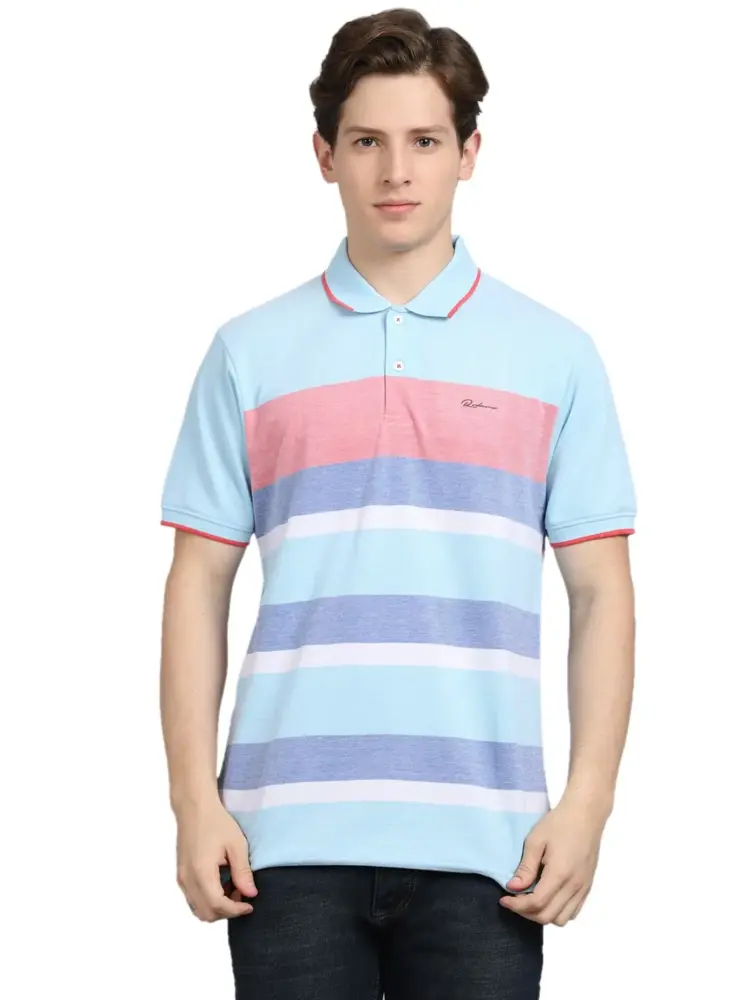 Rodamo Striped Casual Wear Slim Fit Half Sleeves Polo T Shirts for Men Fashion