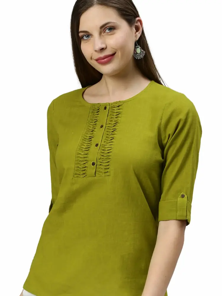 Janasya Women's Regular Cotton Slub Top