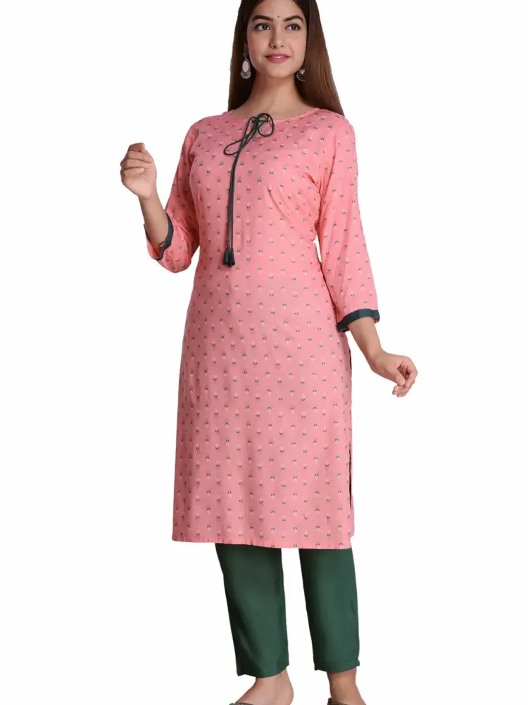 ERISHA Women's Rayon Printed Kurta Pant Set