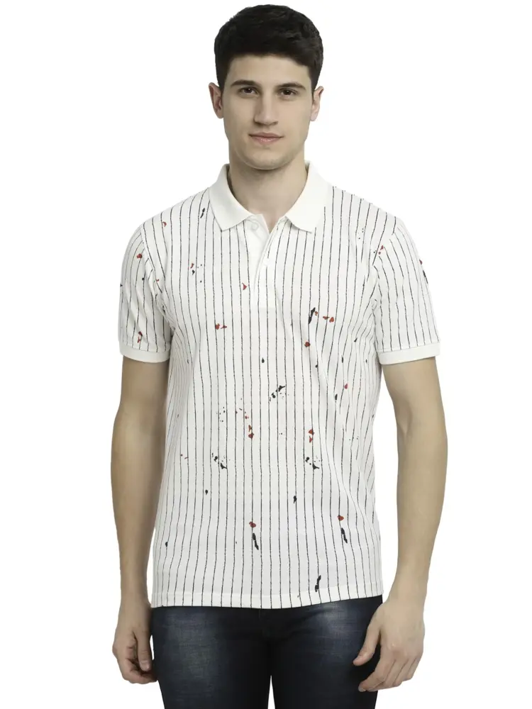 Rodamo Striped Casual Wear Slim Fit Half Sleeves Polo T Shirts for Men Fashion