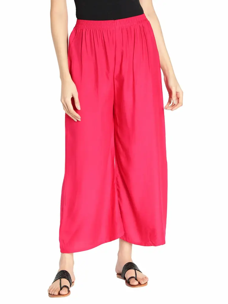 Fabclub Women's Heavy Rayon Solid Plain Palazzo (Free Size)