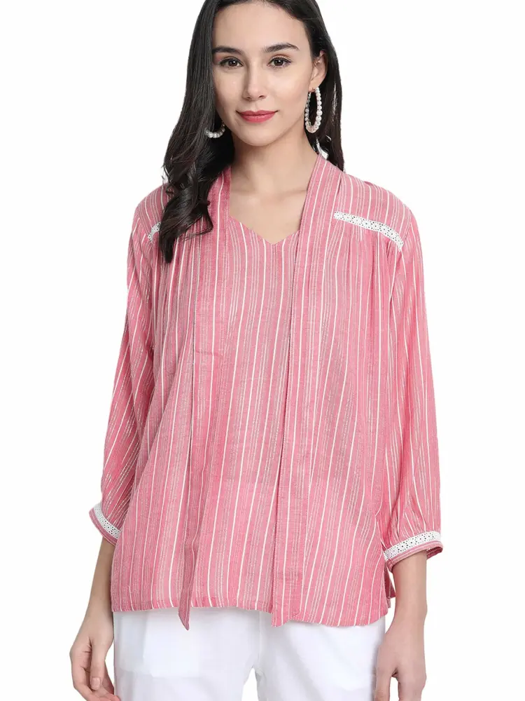 Janasya Women's Pink Rayon Top
