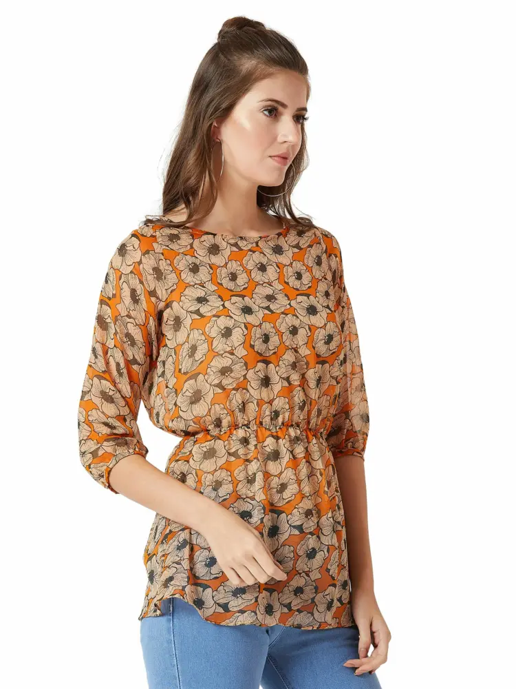 Miss Chase Women's Multicolored Chiffon Floral Top