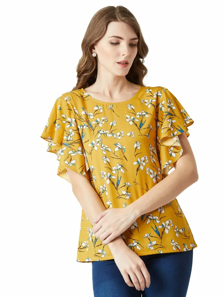 Miss Chase Women's Multicolor Ruffled Floral Top