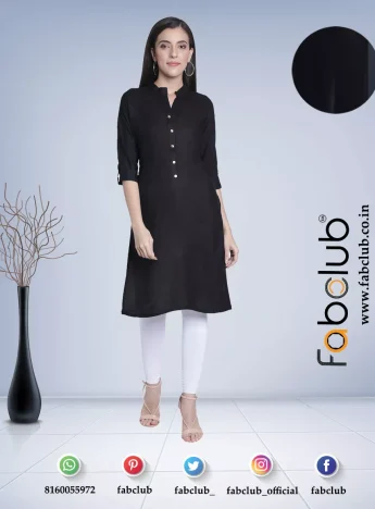 Fabclub-Rayon-Plain-Solid-Calf-Length-Straight-Kur