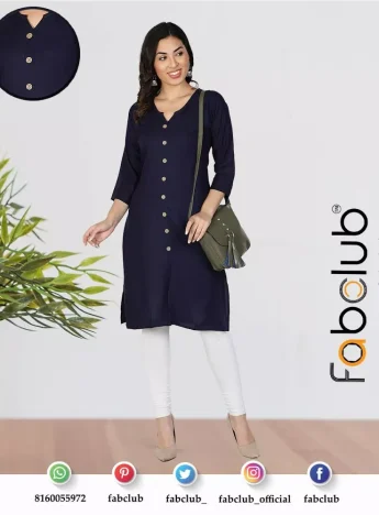 Fabclub-Rayon-Plain-Solid-Knee-Length-Front-Slit-K