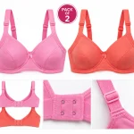 Arise Beauty -76 Women's Bra Combo Pack of 2 – Pink & Coral, Size 30/75 cm