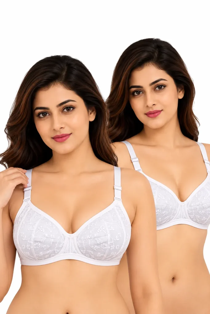 Sellect RB Women's White Floral Soft Bra – Pack of 2