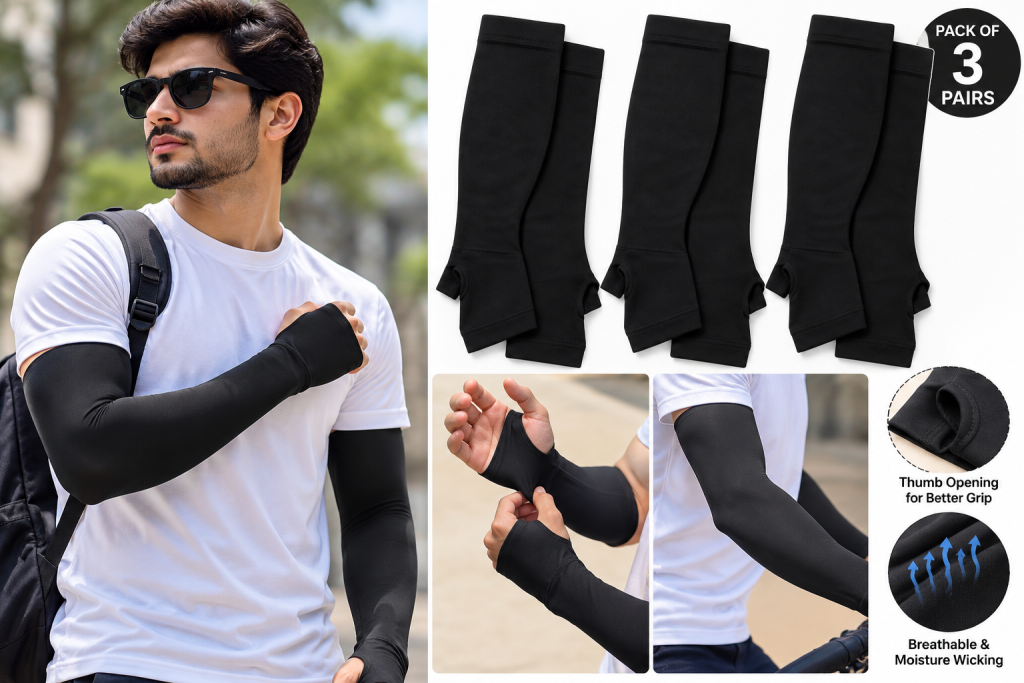Supersox Arm Shield UV Protection Sleeves – Black (Pack of 3 Pairs)