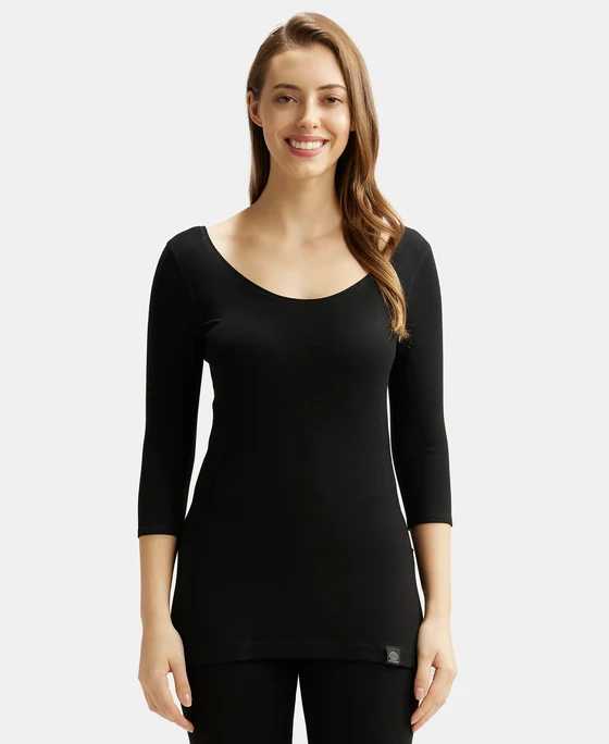 Jockey Women's Soft Touch Microfiber Elastane 3/4th Sleeve Thermal Top - 2511