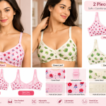 Desire Women's Floral Print Bra Combo – Pink & Green (Pack of 2)