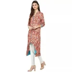 Rangmayee Women Printed V Neck Calf Length Kurta Red