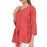 Janasya Women's Red Rayon A-Line Top