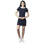 RIGO Women Solid Short Sleeve Bodycon Dress Navy Blue