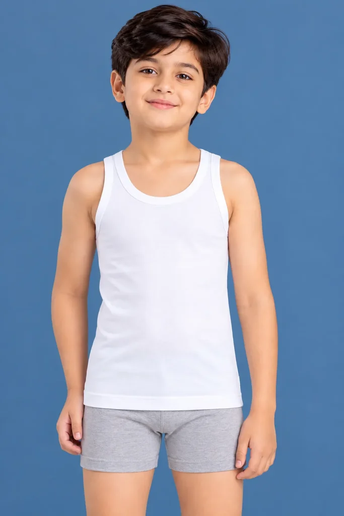 Jockey Boys Super Combed Cotton Round Neck Sleeveless Vest – White 3320
