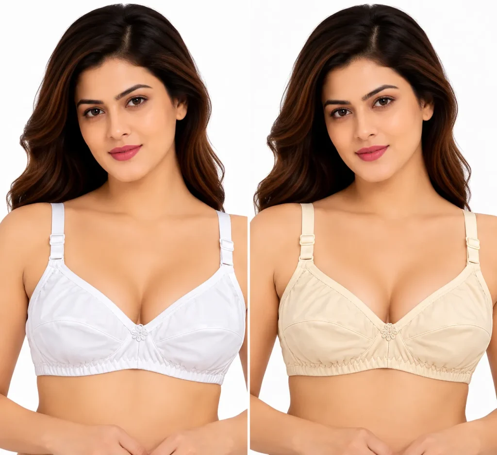 Arise Beauty Feel Bra Combo Pack of 2 – White & Light Beige, Size 30/75 cm