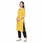 ERISHA Women's Rayon Printed Kurta with Pant/Palazzo(Yellow & black_Small)