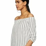 Miss Chase Women's Uptown Stripe Bardot Off Shoulder Top
