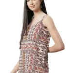 I AM for You White & Purple Printed Crepe Top