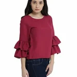 Miss Chase Women's Magenta Ruffled Top
