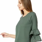 Miss Chase Women's Green Ruffled Top