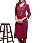 ZIYAA Women Women's Maroon Color Crepe Straight Kurta and Pant Set