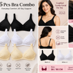 Arise Beauty Women's Bra Combo Pack of 6 – Black, White & Cream-36/90cm