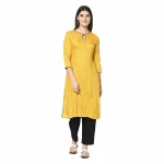 ERISHA Women's Rayon Printed Kurta with Pant/Palazzo(Yellow & black_Small)