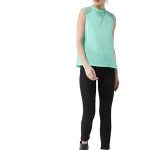 Miss Chase Women's Sea Green Round Neck Sleeveless Basic Lace Top_(Medium)
