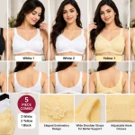 Arise Beauty Women's Comfort Bra 5 Piece Combo – 2 White, 2 Skin Yellow & 1 Black-32/80