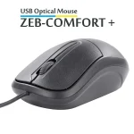Zebronics ZEB Comfort+ USB Optical Wired Mouse – Black, 1000 DPI, 3 Buttons, Plug & Play