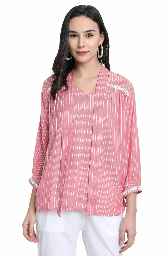 Janasya Women's Pink Rayon Top