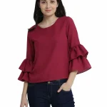Miss Chase Women's Magenta Ruffled Top
