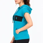 Women’s Teal Boxer Hoodie Top with Front Pocket
