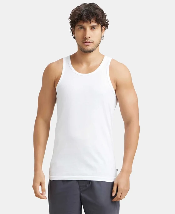Jockey Men’s Super Combed Cotton Round Neck Sleeveless Vest – White, Style 8820